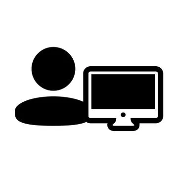 Coder icon vector male person user with computer monitor screen avatar Stock Illustration