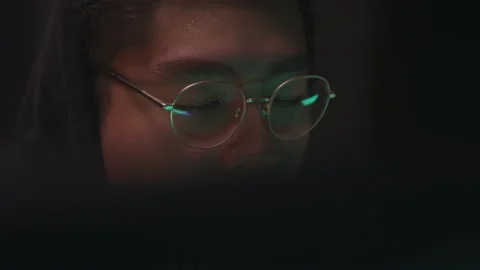 Coder Nervously Focusing on His Screens Stock Footage 208787784