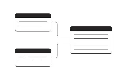 Coder parts integration black and white 2D line cartoon object 스톡 일러스트