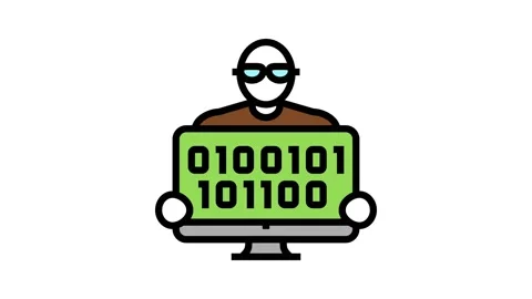 Coder programmer business color icon animation Stock Footage 224964160