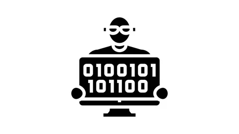 Coder programmer business glyph icon animation Stock Footage 222811765