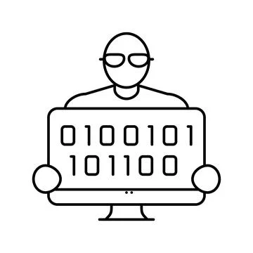 Coder programmer business line icon vector illustration Illustrazione stock