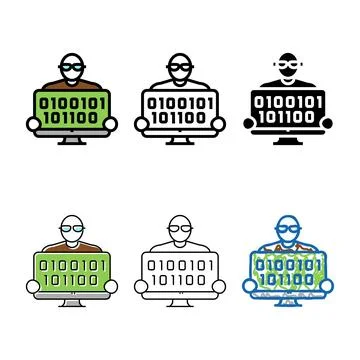 Coder programmer business variety color icon vector イラスト素材