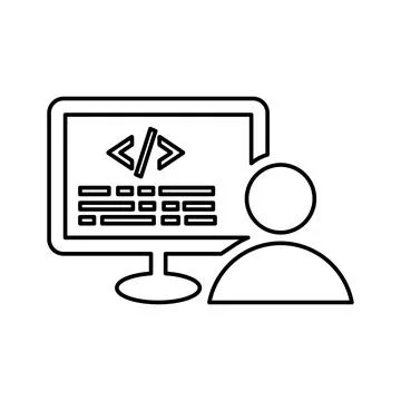 Coder, programmer line icon. Outline vector. イラスト素材