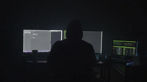 Coder Working in the Dark Stock Footage 208746567