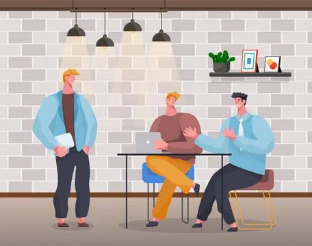 Coders and Programmers Working in Office as Team Stock Illustration