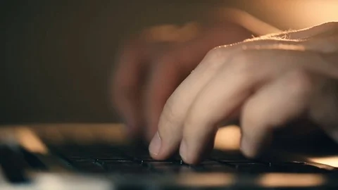 Coder's hands typing commands on laptop keyboard. Stockbeeldmateriaal 80675548