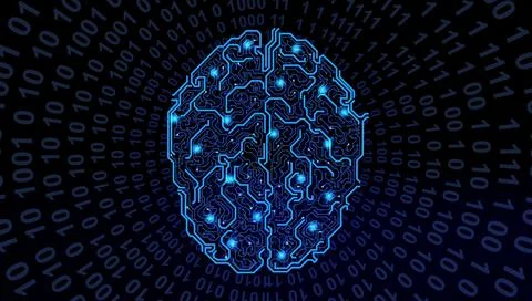 Codes and the digital brain circuit - technology concept board Stock Illustration