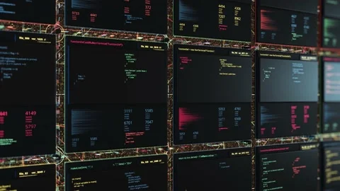 Codes and numbers in 3d tables. Animation. Virtual tables with numeric cells in Stock Footage 149266559