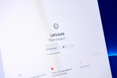 Codex web interface displays a new project setup menu on a digital screen, Stock Photos