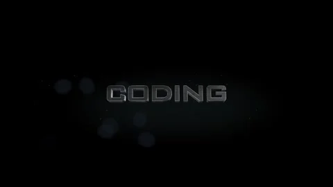 Coding 3D title metal text on black alpha channel background Stock Footage 256318501