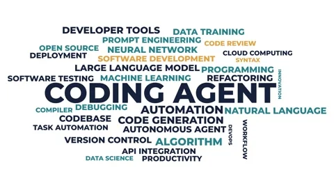 Coding Agent Animated Word Cloud - AI Programming Technology Concept Stock Footage 346718598