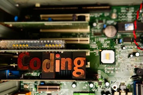 Coding and computer program developing. Learning to code and develop software Foto stock