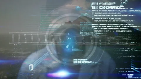 Coding and data processing in animation over futuristic cityscape backdrop 動画素材 306170096