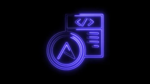 Coding and design neon animation on black background software development c.. Stock Footage 312316119