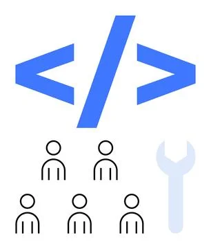 Coding and Development Concept with Team Collaboration and Tools Stock Illustration