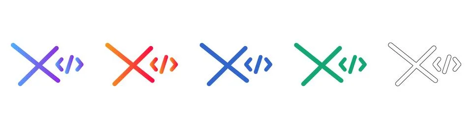 Coding and Development Cross Icon Set Illustrazione stock