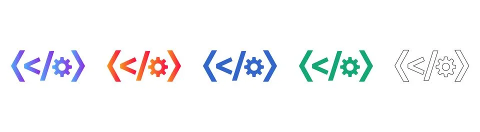 Coding and Development Icons in Five Styles Illustrazione stock