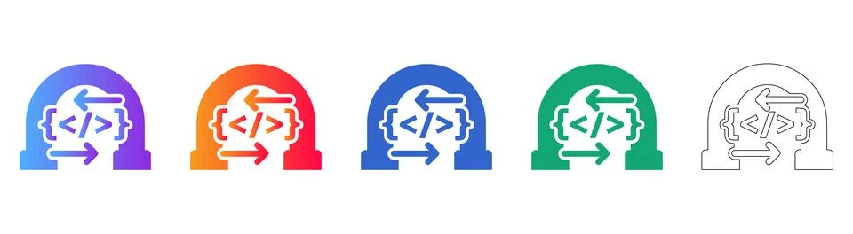 Coding and Development Icons with Syntax Symbols Stock-Illustration