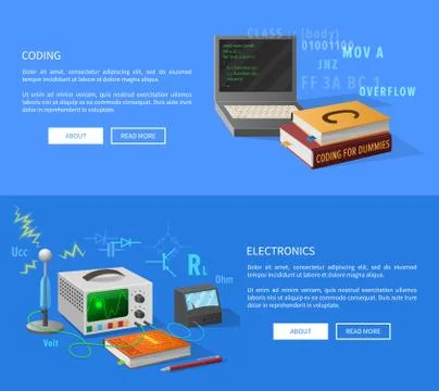 Coding and Electronics Courses Informative Page Stock-Illustration