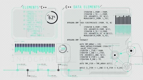 Coding and infographics in the HUD interface. Stock Footage 237403302