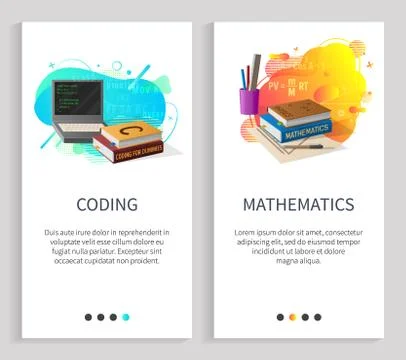 Coding and Mathematics School Subjects Disciplines 스톡 일러스트