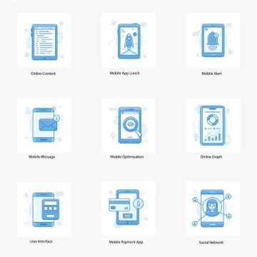 Coding and Mobile App Development Flat Vectors Pack Stock Illustration