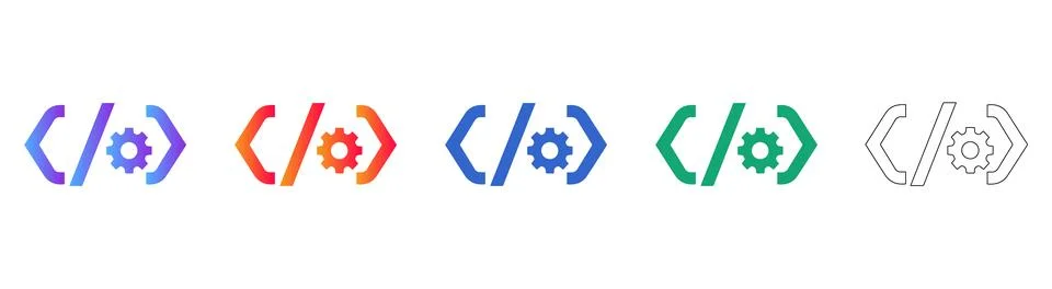 Coding and Software Development Gear Icons Illustrazione stock