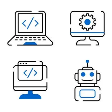 Coding and Software Development Icon Set Stock Illustration