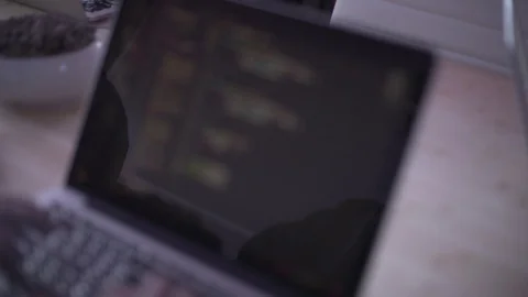 Coding App Development On Laptop Screen Close Up Swipe Screen Stock Footage 88042426