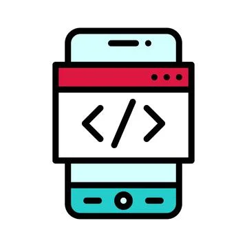 Coding App icon, Mobile application vector illustration Illustrazione stock