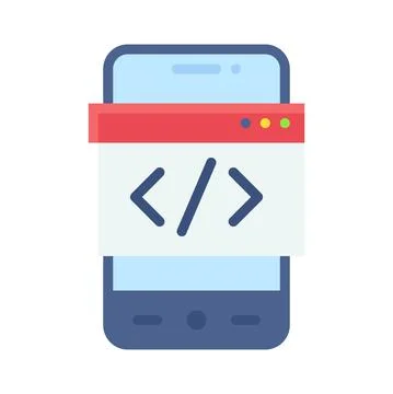 Coding App icon, Mobile application vector illustration Illustrazione stock