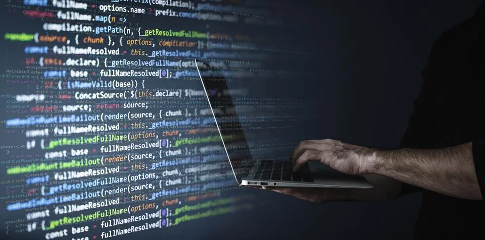 Coding background, Application development and code programming. Technology Foto stock