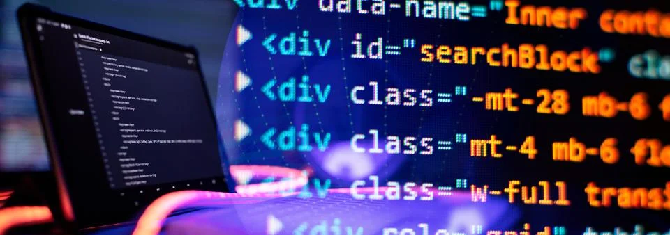 Coding background business data analytics programming online,  digital worl.. Foto stock