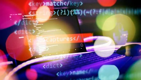 Coding background business data analytics programming online,  digital worl.. Stock-Fotos