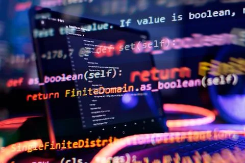 Coding background business data analytics programming online,  digital worl.. Stock Photos