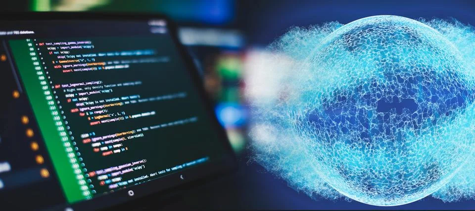 Coding background business data analytics programming online, digital world.. Stock-Fotos