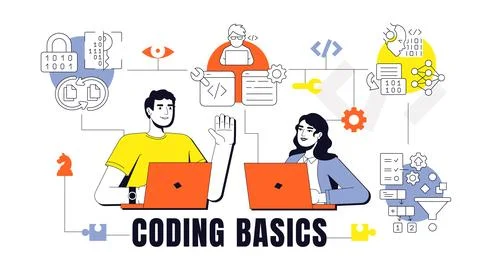 Coding basics concept illustration Stock Illustration
