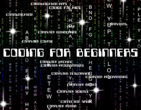 Coding For Beginners Means New Boy And Apprentice Stock Illustration