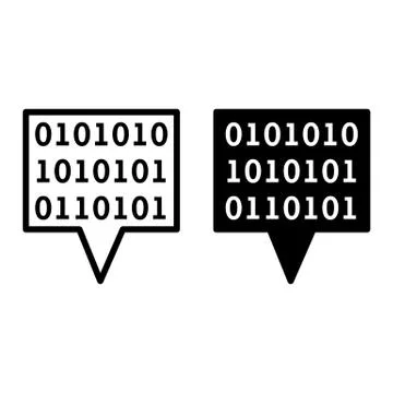 Coding in bubble prompt line and glyph icon. Binary code vector illustration Stock Illustration