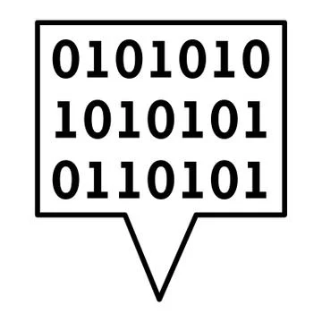 Coding in bubble prompt thin line icon. Binary code vector illustration isolated Stock Illustration