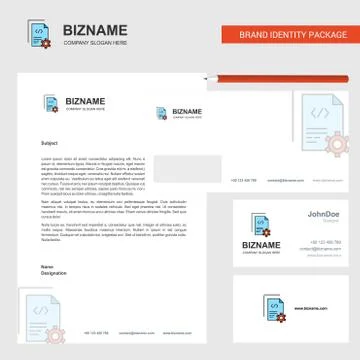 Coding  Business Letterhead, Envelope and visiting Card Design vector templat Stock Illustration