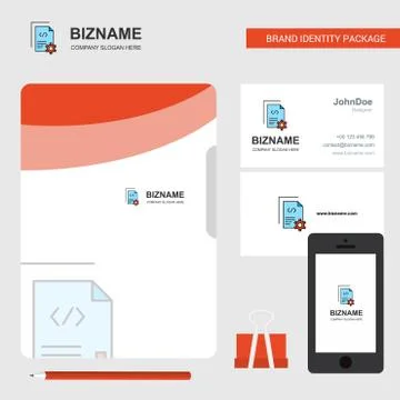 Coding  Business Logo, File Cover Visiting Card and Mobile App Design. Vector Illustrazione stock