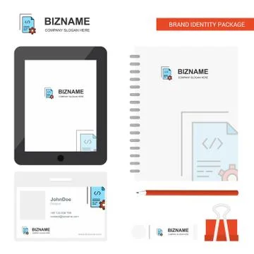 Coding  Business Logo, Tab App, Diary PVC Employee Card and USB Brand Station Stock Illustration