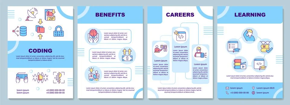 Coding career brochure template Illustrazione stock