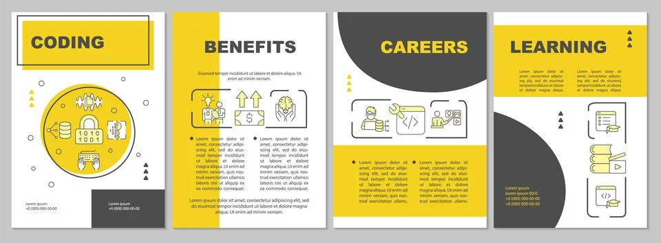 Coding career yellow brochure template Illustrazione stock