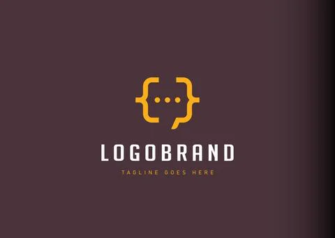 Coding chat logo design inspiration. Vector illustration of a chat bubble wit Stock Illustration