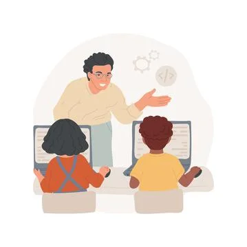 Coding class isolated cartoon vector illustration. Stock Illustration