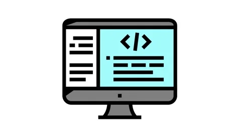 Coding code geek color icon animation Stock Footage 157278034