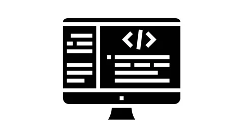 Coding code geek glyph icon animation Stock Footage 157316218